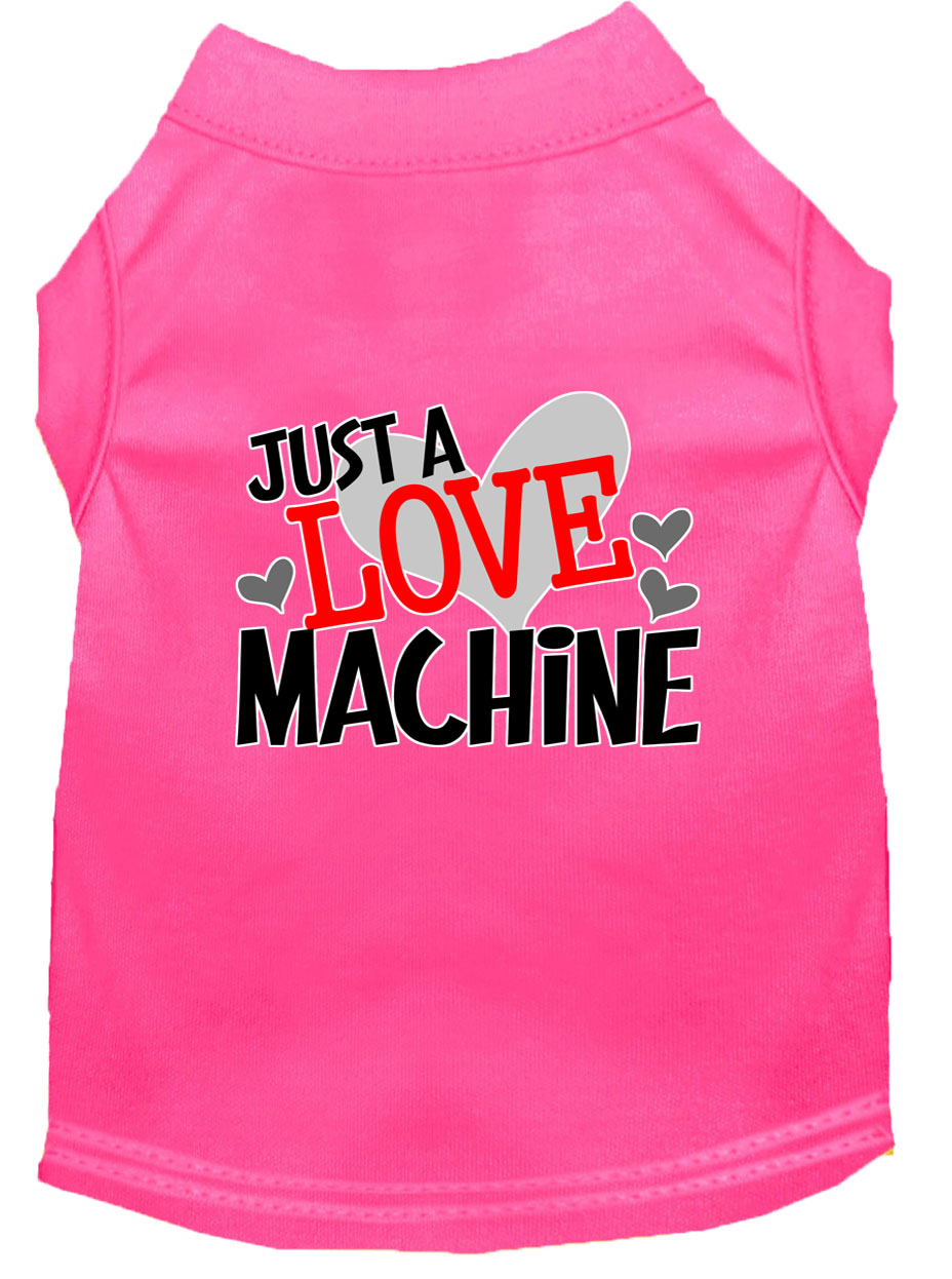 Love Machine Screen Print Dog Shirt Bright Pink Lg